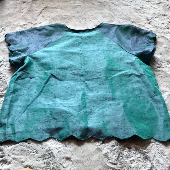 One of a kind handmade vintage top in iridescent two tone teal purple shiny - Picture 4 of 6